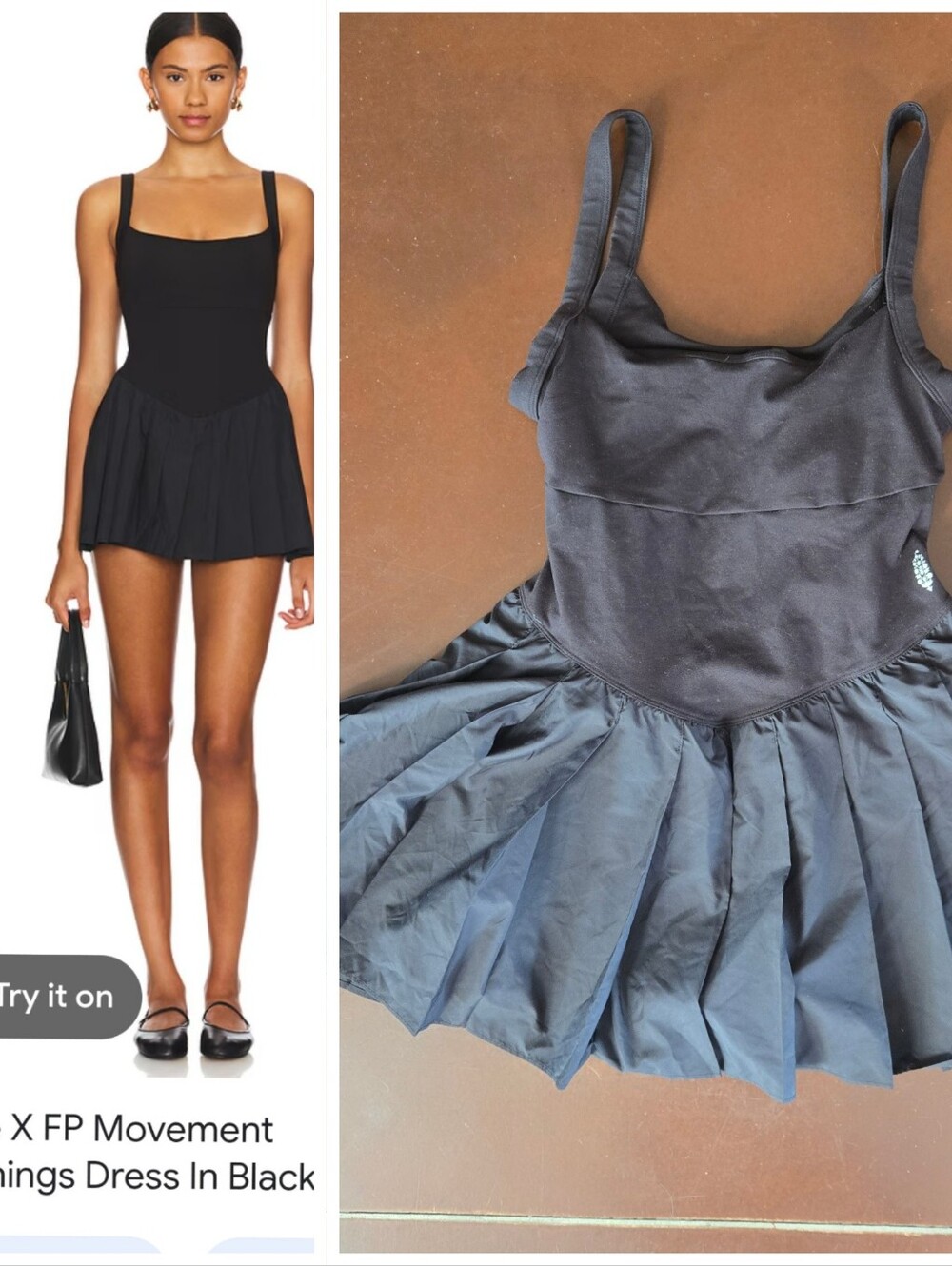 New Free People X fp Movement Swing Of Things Pleated Black Dress S